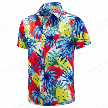 Floral Hawaiian Shirt Tropic Leaf 3d Printed Shirts Men Women Fashion Oversized Blouse Men's Vocation Lapel Shirt Beach Camisas