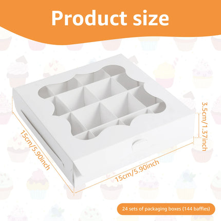 10Pcs White Bakery Boxes with Window, 12 X 12 X 8 Inches, Fold Cake Boxes Treat Boxes for Cookies, Pastry, Macarons Party Favor