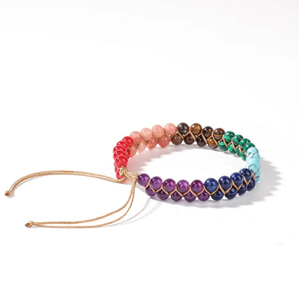 7 Chakras Natural Stone Anklet For Women Symbolize Happiness And Good Luck Crystal Braided Rope Ankle Bracelet Summer Jewelry