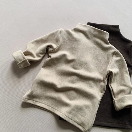 Autumn Winter Children T-Shirts 1-6Y Boys Girls Turtleneck Warm Striped Long Sleeve T Shirts Tops Tees Toddler Wear Kids Clothes