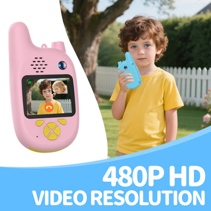 Children's Video Walkie-Talkie 2-Pack with Display Screen Voice Converter and Real-Time Video Chat Long-Range Gift for Children