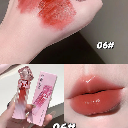 Gege Bear Water Light Lip Llaze Set Mirror Lipstick Lip Gloss, Hydrating Moisturizing, Long Lasting, Gift for Lover