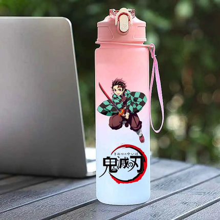 Demon Slayer  Straw Cup 750ML Children's Large Capacity Portable Kamado Nezuko Sports Plastic Bottle Anime Gradient Drinking