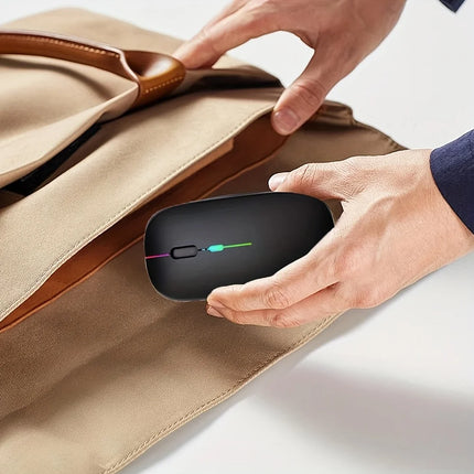Wireless Mouse Slim Bluetooth-compatible 2.4G Computer Mice Portable Rechargeable Cordless Mouse for iPad Laptop Desktop