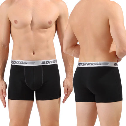 8pcs Black Men's Panties Shorts BONITOS Letter Elastic Waistband Boxer Briefs Cotton Underwear For Man Boxers Men Underpants