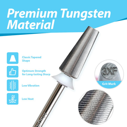 MagiBling 3XF Tapered Nail Drill Bit Professional Removal Grinding Bits for File Machine Acrylic Soft Gel Polish Tools 3/32”