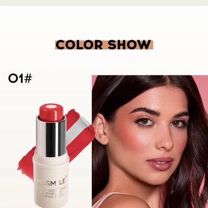 MLSMILE 7 color Shimmer Sandwich Blush Stick Natural Long-lasting Brightening Easy Color Highlighter Stick Two-Color Blush Cream