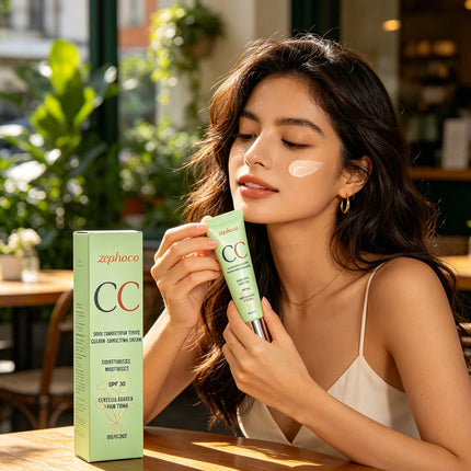 Zephoco Color Correcting Cream SPF 30 Anti UV Sun Protection Redness Blemish Cover Waterproof Centella CC Cream Foundation 15g