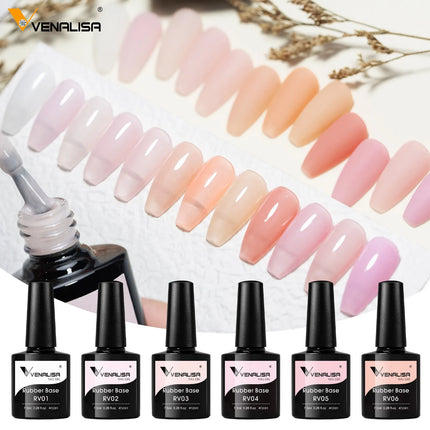 7.5ml Venalisa HEMA Free TPO Free Rubber Base Jelly Pink Soak Off UV LED Gel Polish Semi Permanent Nail Manicure Varnish