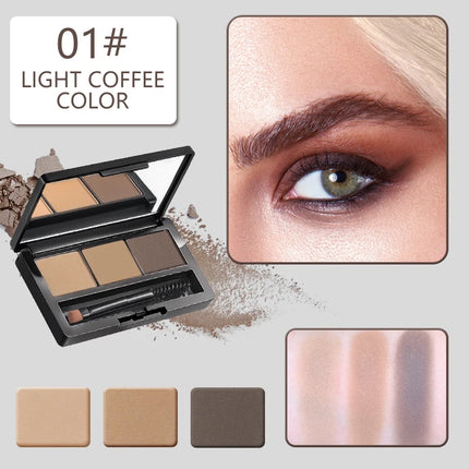 3-Color Eyebrow Powder Palette Set with Applicator Brush, Waterproof and Sweat-Resistant Eyebrow Powder, Long-Lasting