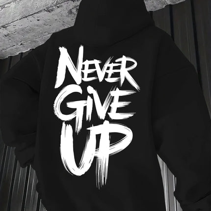 Self Confrontation Letter Print Hooded Sweatshirt with Drawstring and Kangaroo Pocket Comfortable Casual Fashion Hoodie Classic