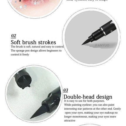 2 IN 1 Butterfly Seal Eyeliner Pen Star Moon Stamp Long-Lasting Waterproof Black Liquid Eye Liner Pencil Eyes Makeup Cosmetic
