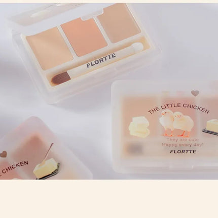 FLORTTE 3 Colors Cute Animal Series Concealer Palette Cove Concealer Cream Brighten Lasting Moisturizing Beauty