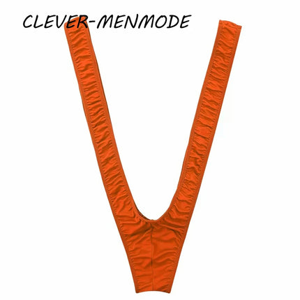Sexy Men's Erotic Lingerie Swimsuit Straps Borat Mankini One-Piece V Sling Stretch Singlet Bodysuit Panties Stretch