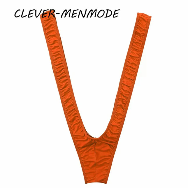 Sexy Men's Erotic Lingerie Swimsuit Straps Borat Mankini One-Piece V Sling Stretch Singlet Bodysuit Panties Stretch