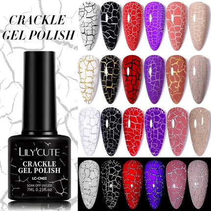 7ml Crackle Gel Nail Polish Cracking Nail Gel Quick Dry Nail Art Varnishes Hybrid Semi Permanent Soak Off Base Top Coat tool