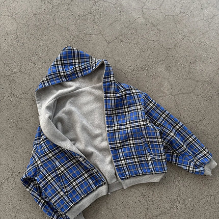 2025 New Oversized Reversible Hoodie High Quality Luxury Designer Clothing Cotton Hoodie with Plaid Lining Sweatshirt Streetwear
