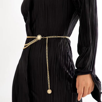 2025 Punk Hip Hop Style All-match Waist Chain Moon Vintage Metal Womans Belt for Dress Vintage High Waist Chain Belt for Women
