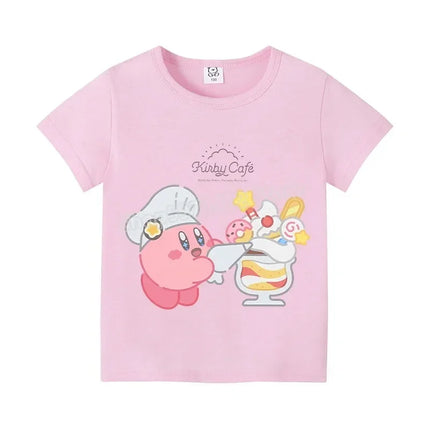 Star Kirbys Summer Short Sleeve Kid Cute T-shirt Colorful Tops Baby Cartoon Fashion Tee Kawaii Game Boy Girl Casual Clothes Gift