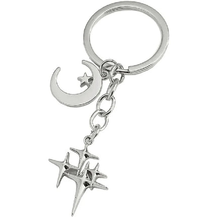 Y2K Keychains Star Moon Metal Key Rings For Women Men Friendship Gift Handbag Decoration Handmade Jewelry