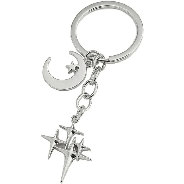 Y2K Keychains Star Moon Metal Key Rings For Women Men Friendship Gift Handbag Decoration Handmade Jewelry