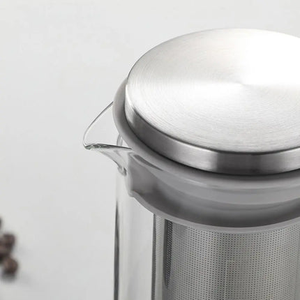 Large Capacity Cold Brew Coffee Maker Airtight Lid Handle Iced Tea Maker Coffee Pot Non-slip Silicone Bottom Glass Coffee Carafe