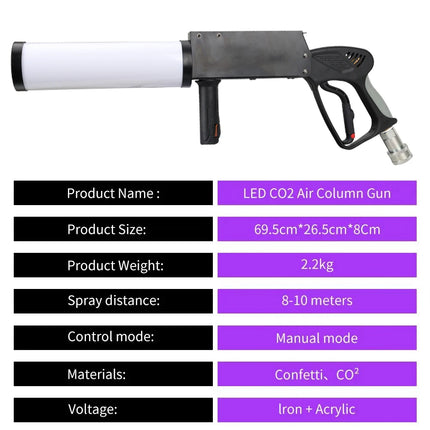 Handled LED Co2 Cannon DJ Party Co2 Dj Fog Jet with Spiral RGB Fog Gun Stage Effect Smoke Machine for Nightclub Wedding Disco