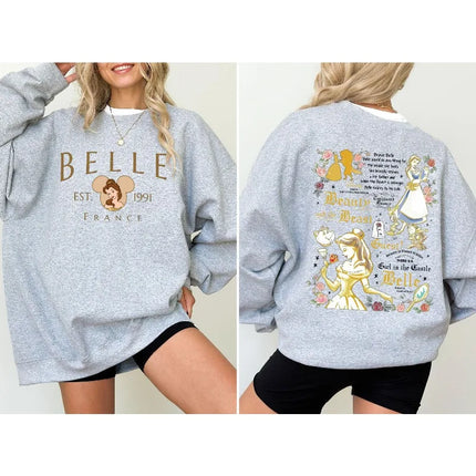 Disney Princess Belle Women's Hoodie Autumn/Winter New Men's and Women's Casual Fashion Harajuku Street Hoodie