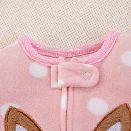 Newborn Baby Rompers Autumn Winter Zipper Fleece Sleepsuit Clothes Cute Fox Animal Footed Warm Baby Pajamas Babe Jumpsuit 0-12M