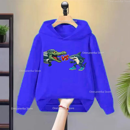 Cartoon Italian Brainrot Children's Hoodies Funny Graphic Boy Fleece Sweatshirt Tralalero Tralala Casual Sports Pullover Coats