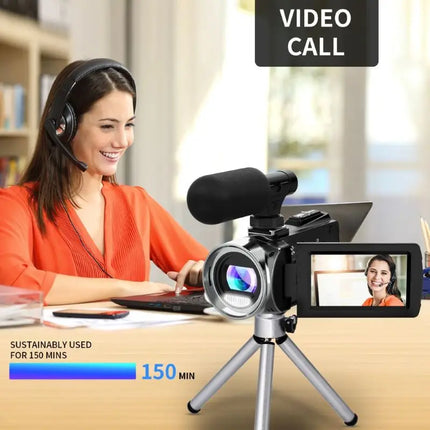 4K Camcorder with Microphone 18X Zoom Infrared Vlogging Video Camera for Youtube 48MP Portable Digital Recorder Live Streaming