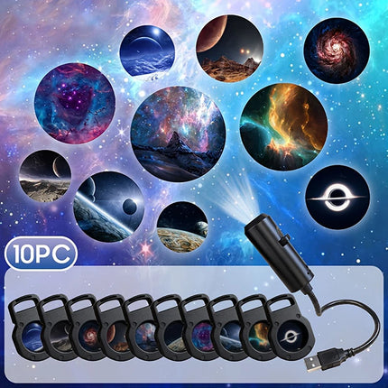 Galaxy Projector Light LED Starry Sky Night Light 10 Pictures Change Bedroom Decor Romantic Atmosphere Lamp Gift