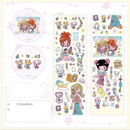 Cute Hand Drawn Anime Girl Stickers, Decorative Craft Material for Scrapbooking, Non-Roll Sticker Sheets