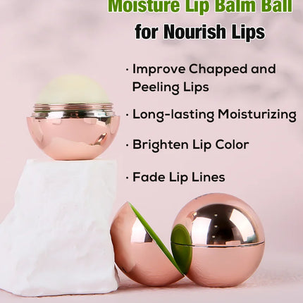 Vegan Organic Moisturizing Round Rose Golden Lip Balm Ball Natural Lip Balm Fade Lip Lines