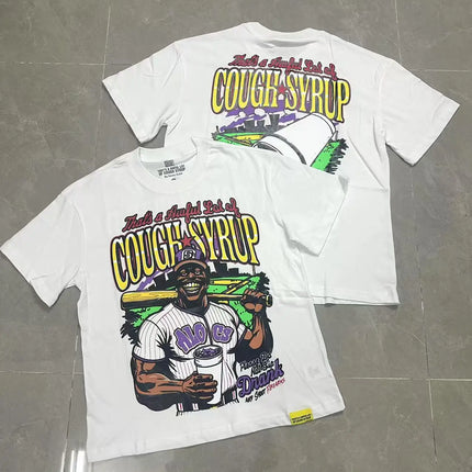 That's A Awful Lot of Cough Syrup Short Sleeve American Street Pop Hip-hop Cartoon Pattern Print Tops COUGH SYRUP T-shirt