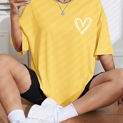 Simple Love Printed Womens T Shirts Summer Breathable Clothes Casual Fashion Short Sleeve Street Oversized All Match T-Shirts