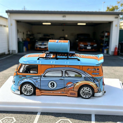 Liberty 1:64 Vw T1 Diecast Car Model Widebody Lowered Gulf Livery 2026 New Alloy Modified Van For Collectors Desktop Display Toy