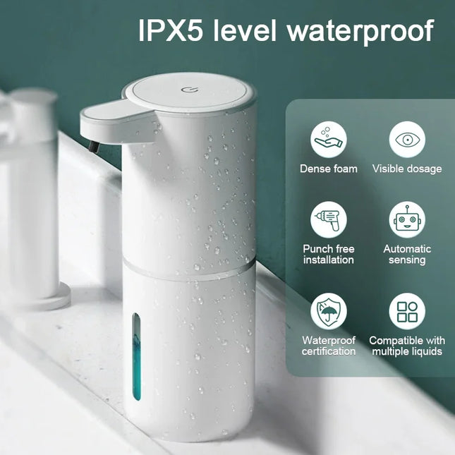 380ml Automatic Soap Dispenser Foam USB Charging Touchless Smart Display Infrared Sensor Foam Soap Dispensers Hand Washer