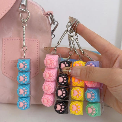 Cat Claw Button Decompression Toy Mechanical Keyboard 4-Key Shaft Tester Luminous Decompression Button Keyboard Keychains