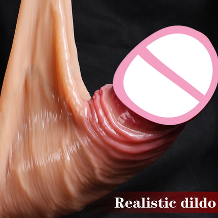 Strap On Realistic Dildos for Women Lesbian Realistic Skin Sliding Foreskin Testicles Dildo For Anal Big Dick Sex Toys Penis 18