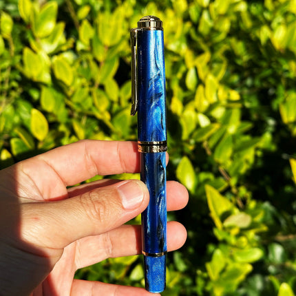 Admok M800 Pen Sky Blue Acrylic Piston Fountain Pen Bock Schmidt Nib F M B 0.5 0.7 1.0MM Nib Golden Clip Writing Office Gift Pen