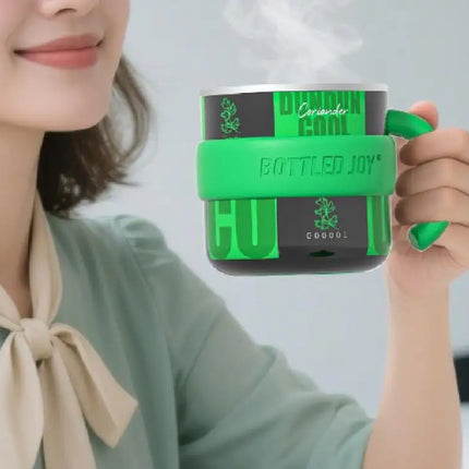 Bottled Joy Wang Yibo Limited Edition Coriander Cilantro Tumbler Insulated Mug with Unique Code Stainless Steel Water Bottle
