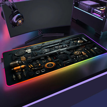 Rgb Weapon Mouse Pad Gaming Accessories Keyboard Mousepad Rifles Desk Mat Pc Cabinet Mats Anime Backligh Carpet Large Computer