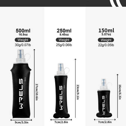 WRELS Water Bottle TPU Folding Soft Flask Outdoor Sport Water Bag Collapsible Water Bottle 500ml For Running Camping BPA Free