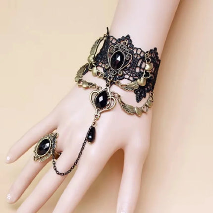 Gothic Victorian Black Lace Necklace Women Girl Boho Crystal Tassel Sexy Lace Choker Dark Loli Style Holiday Party Girl Jewelry
