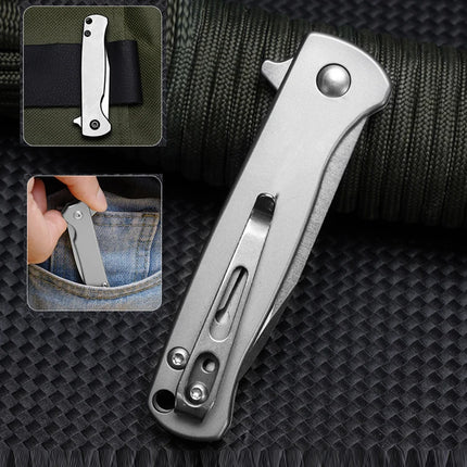 FREETIGER All Steel Pocket Knife D2 Blade 420 Stainless Steel Handle Fruit Keychain Pocket Tool Outdoor Camping Small EDC Knives