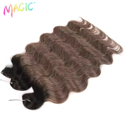Magic Synthetic Hair Extensions 24inches 3PCS Body Wave Hair Bundles Ombre Blonde Color Tresses Fake Hair Accessories Cosplay