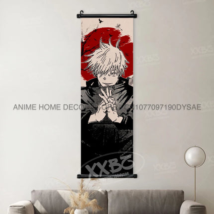 Jujutsu Kaisen Posters Gojo Satoru Canvas Scrolls Picture Panda Home Decoration Wall Artwork Fushiguro Megumi Hanging Painting
