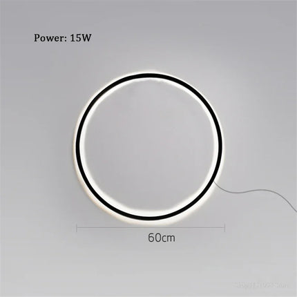 Designer Modern Black Gold Circle LED Wall Lamp for Bedroom Background Living Room Corridor Decor Light with Plug Nordic Sconce