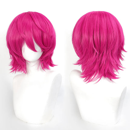 Cospaly Wigs Unisex Anime Wig 12cm/ 4.7 Inch Short Hair Wig Universal Costume Synthetic Wig with Bangs + Cap,for Party Festivals